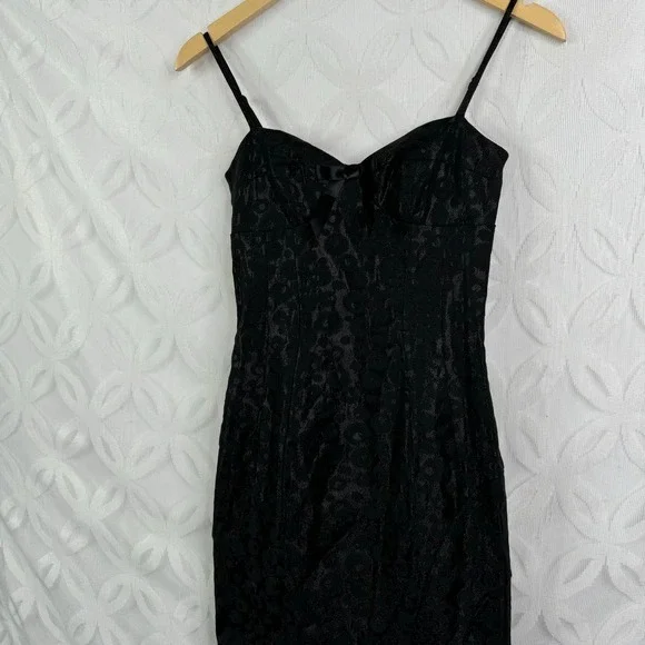 Y2K Betsey Johnson Black Leopard Rockabilly Spaghetti Strap Dress Size 0 - Picture 10 of 15
